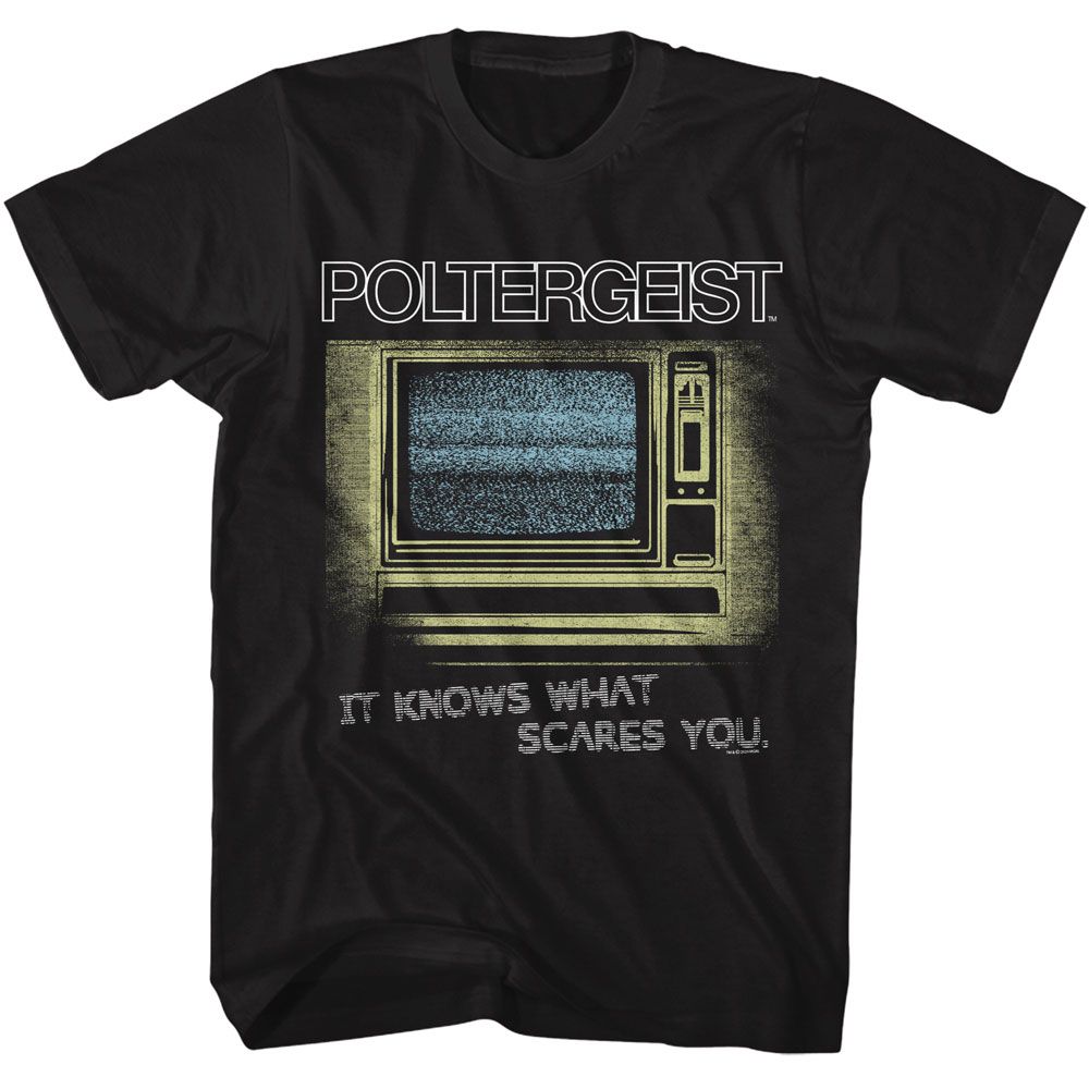 POLTERGEIST-POLTERGEIST IT KNOWS WHAT SCARES YOU-BLACK ADULT S/S TSHIRT