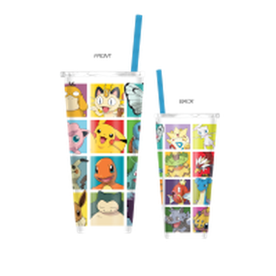 Pokemon Character Grid  22oz Double Walled Stainless Steel Tumbler w Straw – 12 pc ppk ($12.50 each)