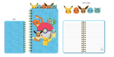 Pokemon Starters and Eevee  Spiral 5 Tabbed Notebook-5x8 in 

 – 30 pc ppk ($6.00 each)