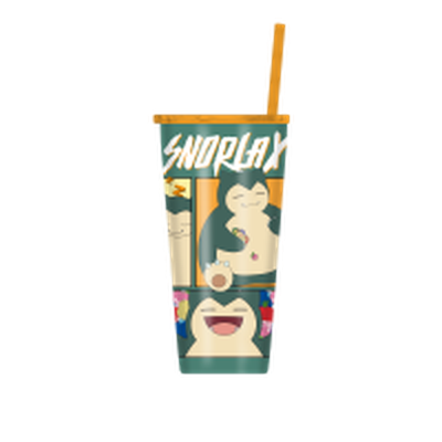 Pokemon Snorlax Pose Panels  22Oz Double Walled Stainless Steel Tumbler W Straw – 12 pc ppk ($12.50 each)