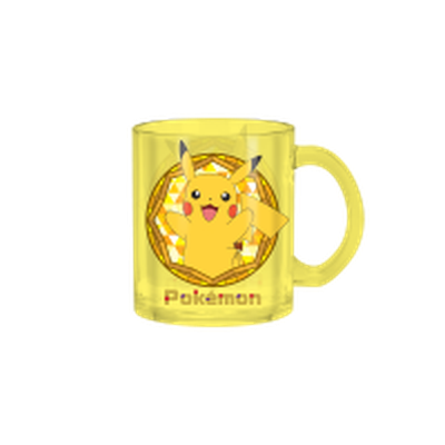 Pokemon Sparkle Pikachu Stained Glass Circle Frame  17.5oz Glass Coffee Mug – 24 pc ppk ($5.00 each)