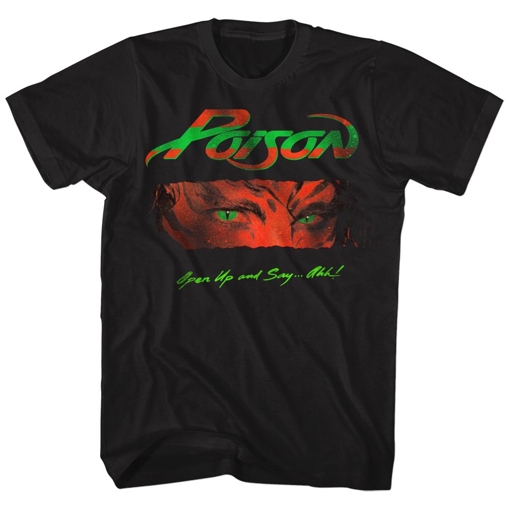 POISON-OPEN UP AND SAY AHH-BLACK ADULT S/S TSHIRT