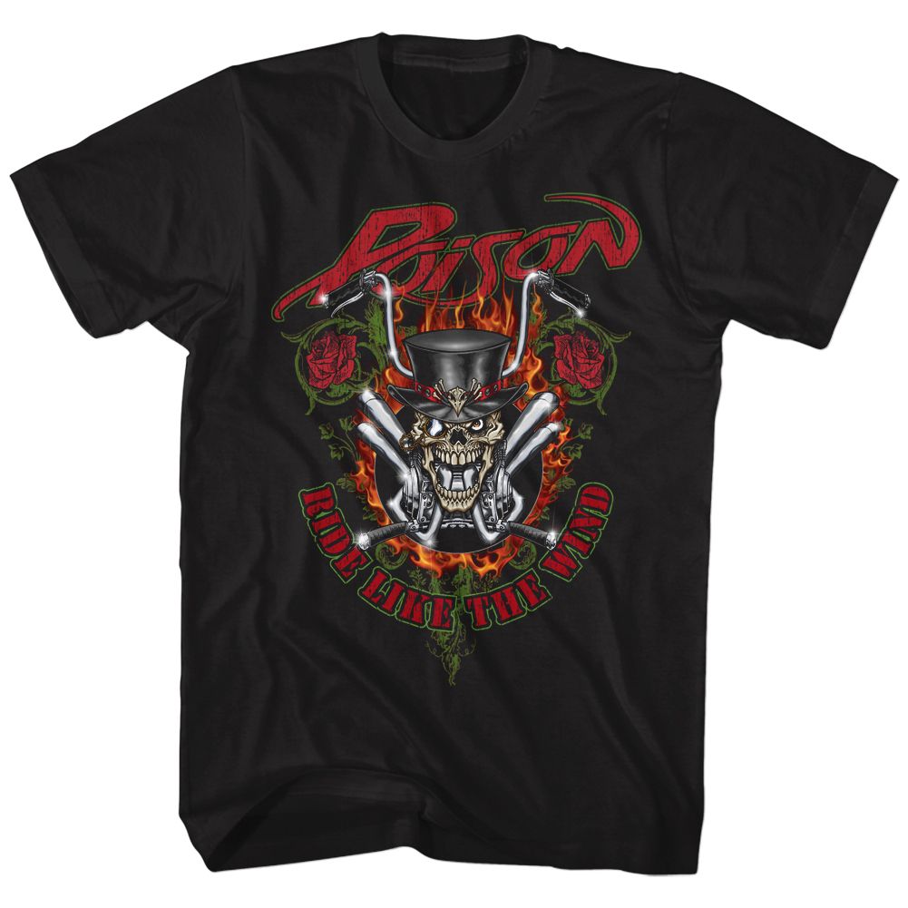 POISON-RIDE LIKE THE WIND-BLACK ADULT S/S TSHIRT