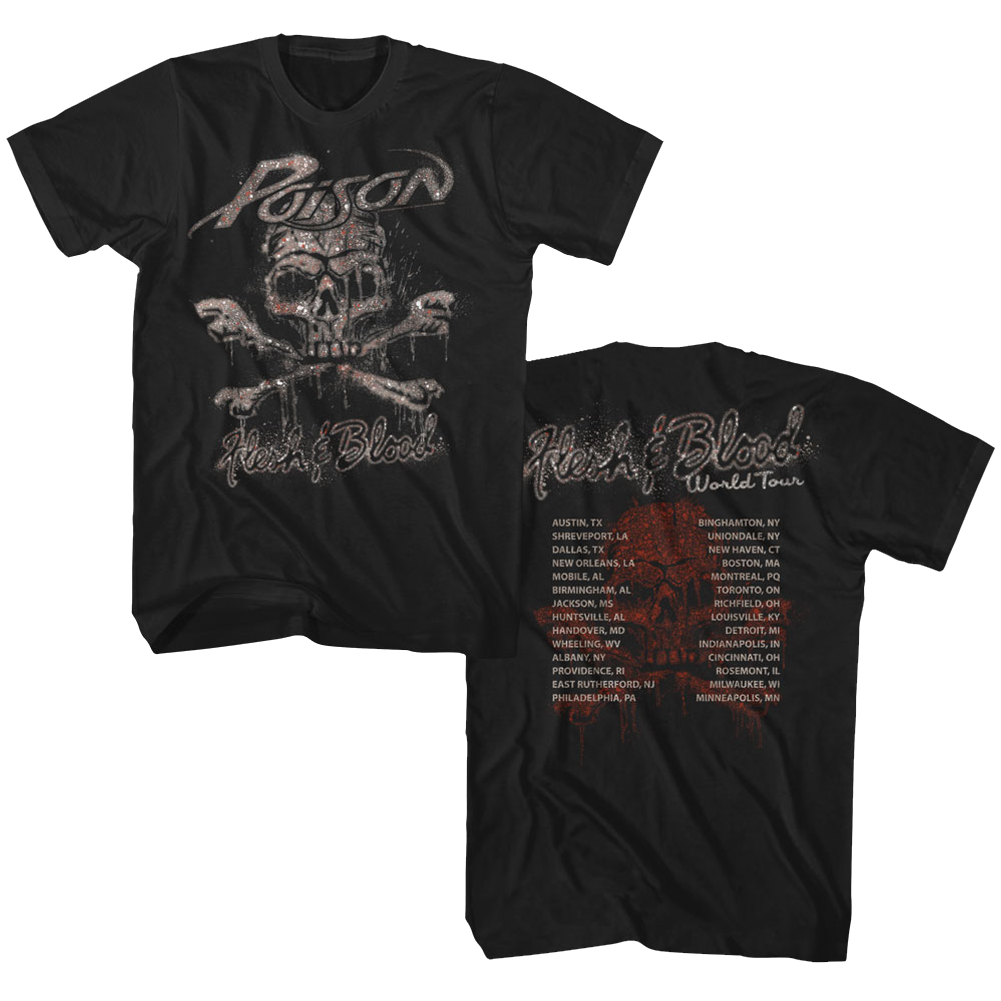 POISON-FLESH AND BLOOD WORLD TOUR-BLACK ADULT S/S TSHIRT