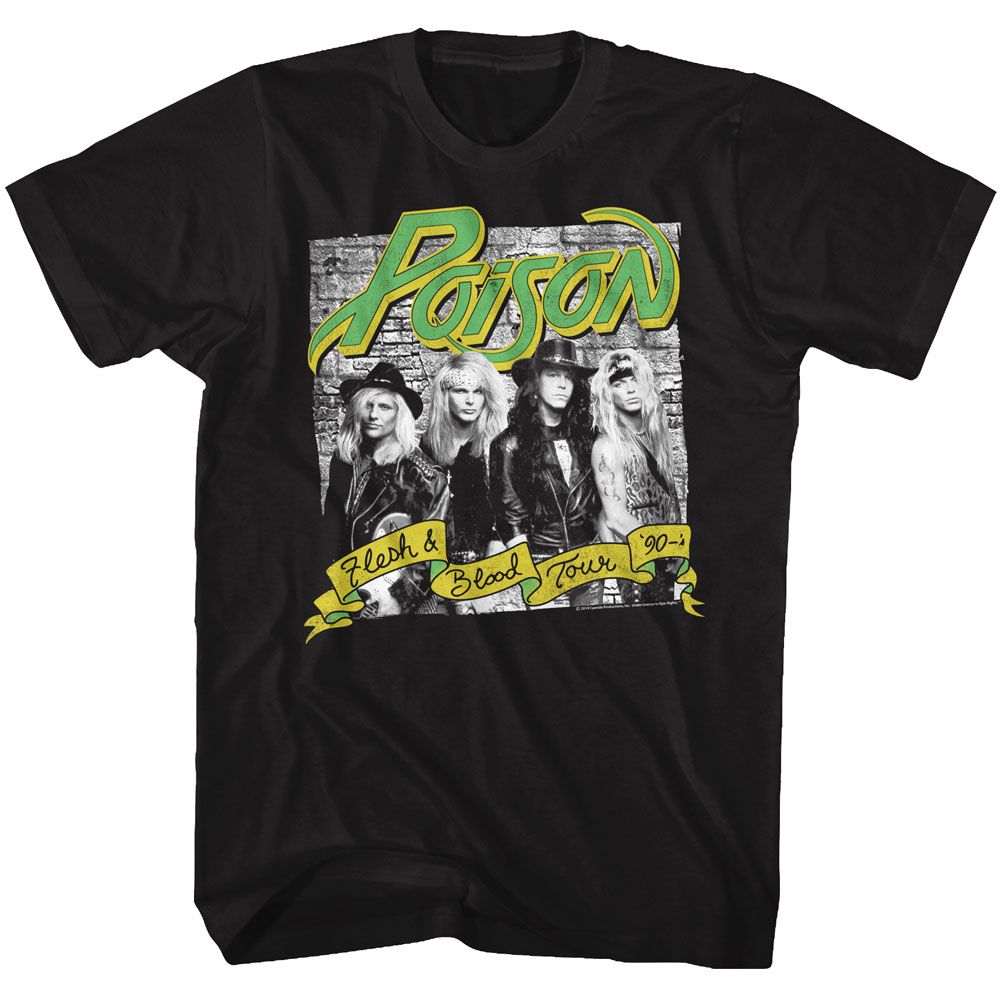 POISON-FLESH BLOOD BANNER-BLACK ADULT S/S TSHIRT