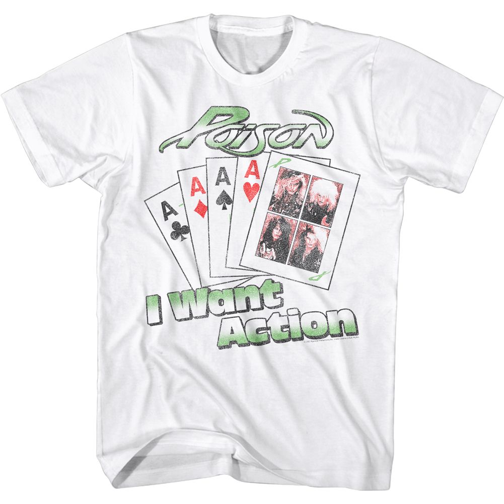 POISON-WANT ACTION CARD-WHITE ADULT S/S TSHIRT