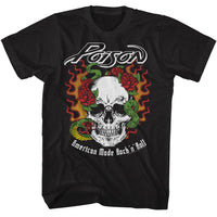 Thumbnail for POISON-POISON FLAME SKULL WITH SNAKE-BLACK ADULT S/S TSHIRT