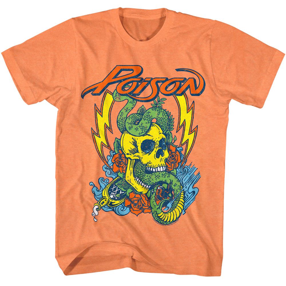 POISON-POISON SNAKE SKULL-CANTALOUPE HEATHER ADULT S/S TSHIRT