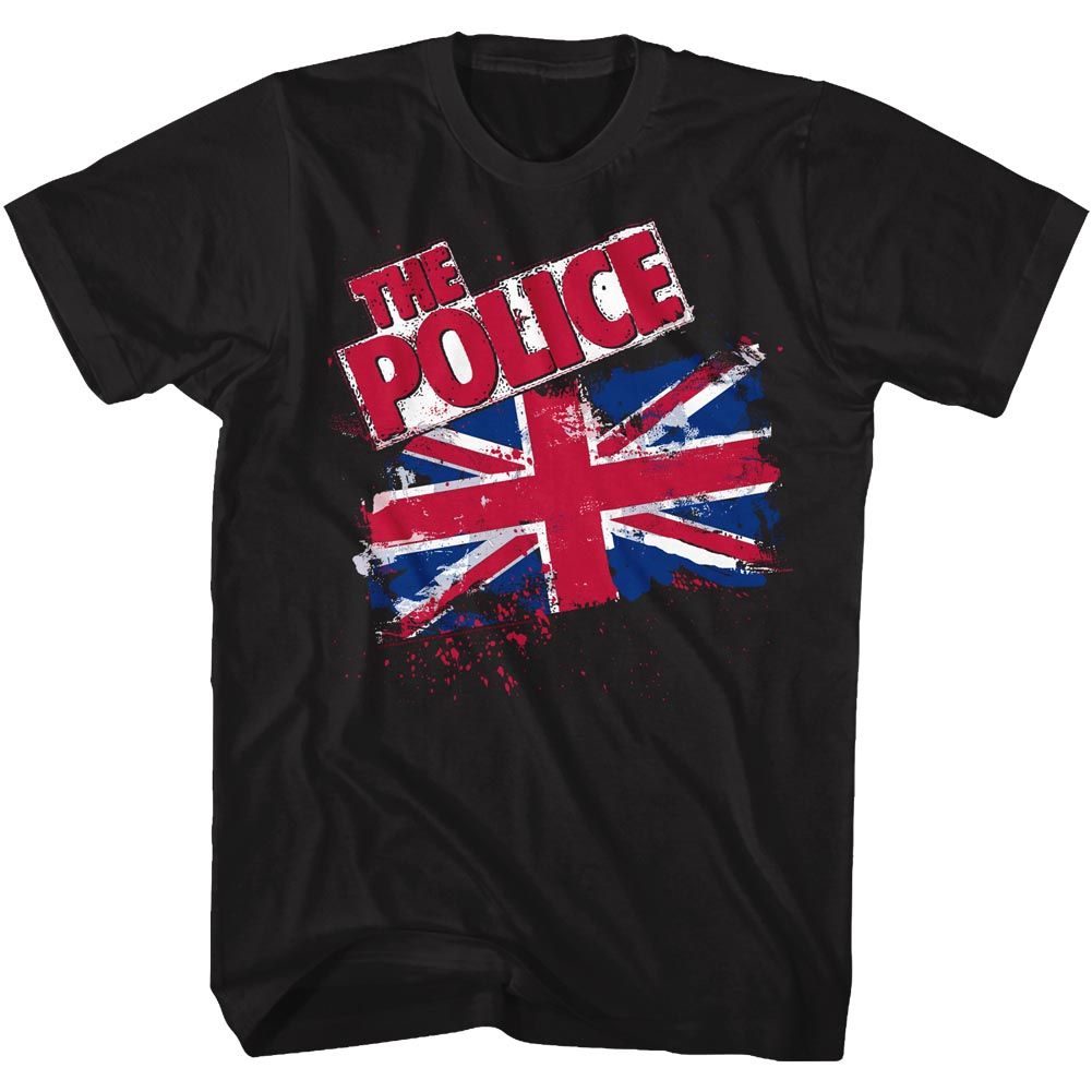 THE POLICE-UNION JACK-BLACK ADULT S/S TSHIRT