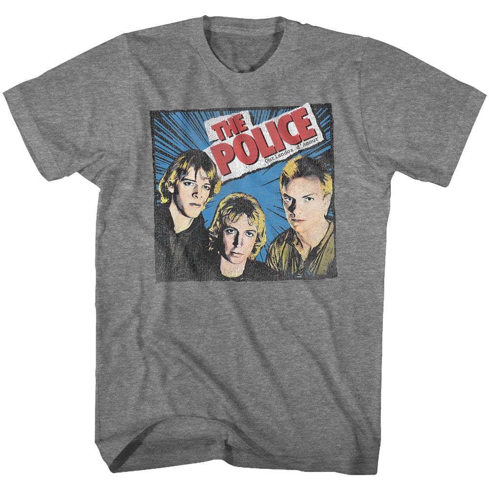 THE POLICE-COMIC-ISH-GRAPHITE HEATHER ADULT S/S TSHIRT