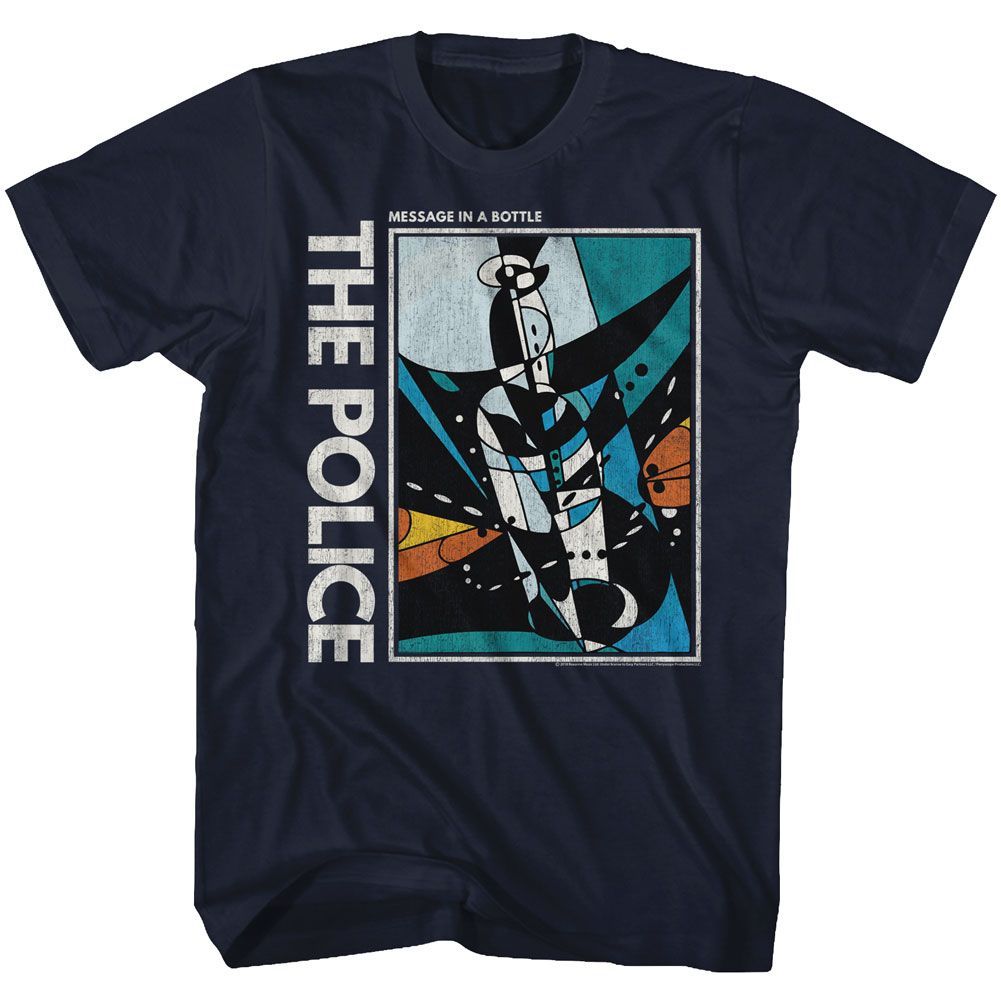 THE POLICE-MESSAGE IN A BOTTLE-NAVY ADULT S/S TSHIRT