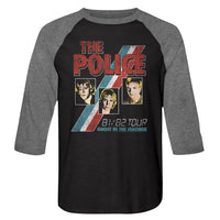 Thumbnail for THE POLICE-GHOST IN THE MACHINE-VINTAGE BLACK/PREMIUM HEATHER ADULT 3/4 SLEEVE RAGLAN