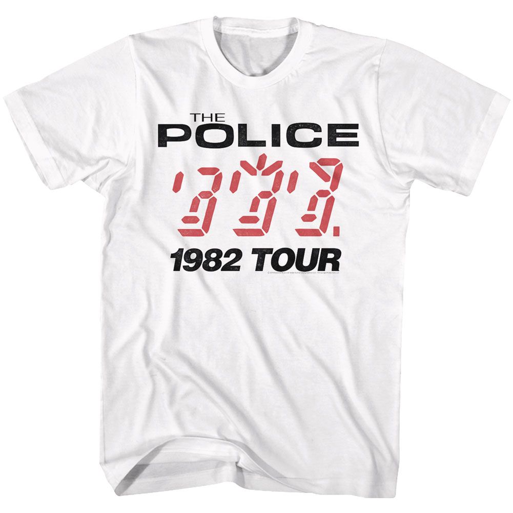 THE POLICE-1982 TOUR-WHITE ADULT S/S TSHIRT