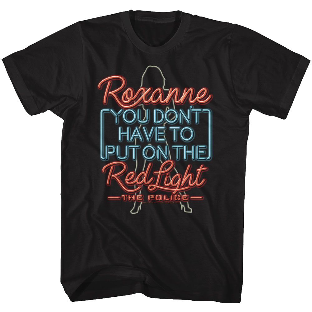 THE POLICE-NEON ROXANNE-BLACK ADULT S/S TSHIRT