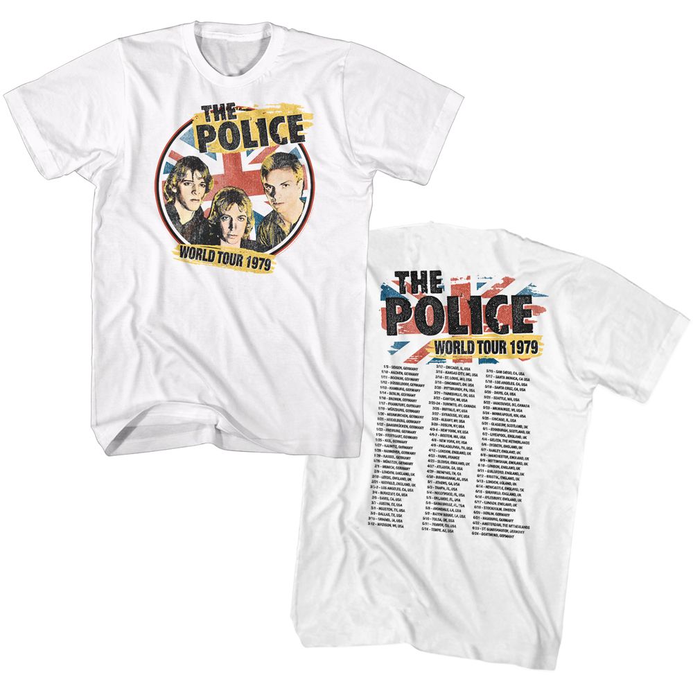THE POLICE-79 WORLD TOUR-WHITE ADULT S/S TSHIRT