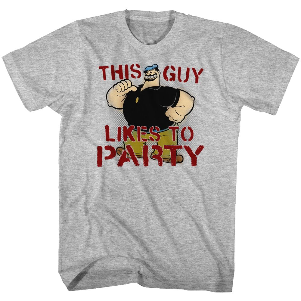 POPEYE-PARTEE-GRAY HEATHER ADULT S/S TSHIRT
