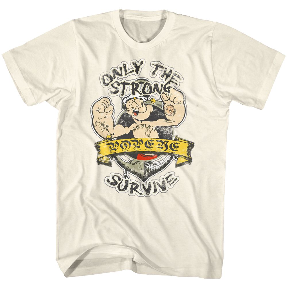 POPEYE-ONLY THE STRONG-NATURAL ADULT S/S TSHIRT