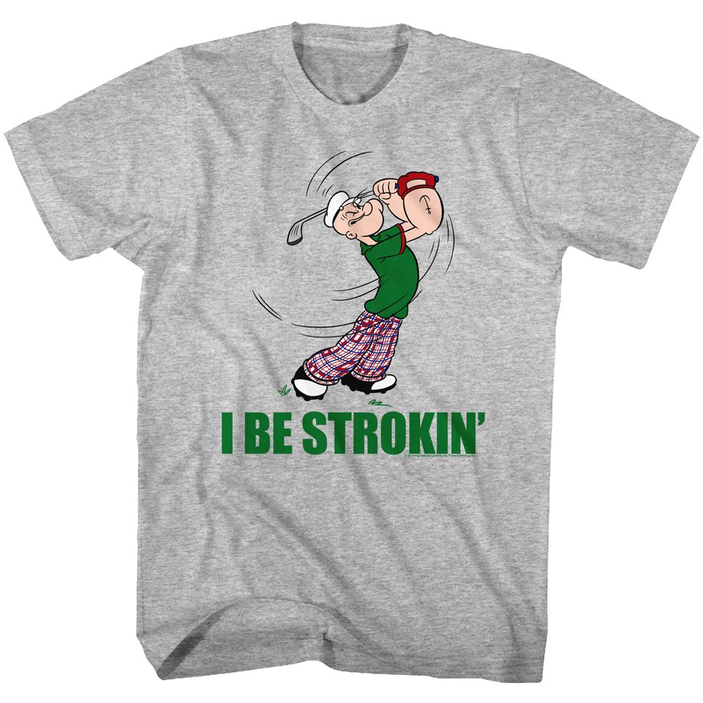 POPEYE-STROKIN-GRAY HEATHER ADULT S/S TSHIRT