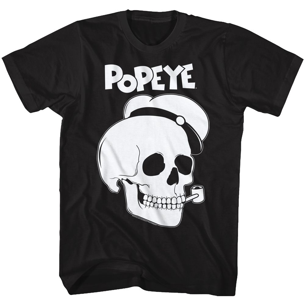 POPEYE-POP SKULL-BLACK ADULT S/S TSHIRT