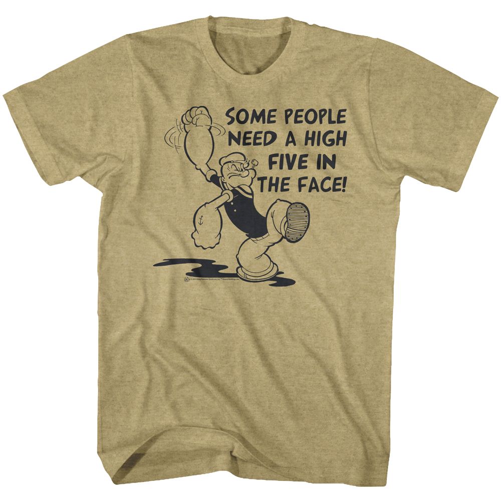 POPEYE-HI 5-KHAKI HEATHER ADULT S/S TSHIRT