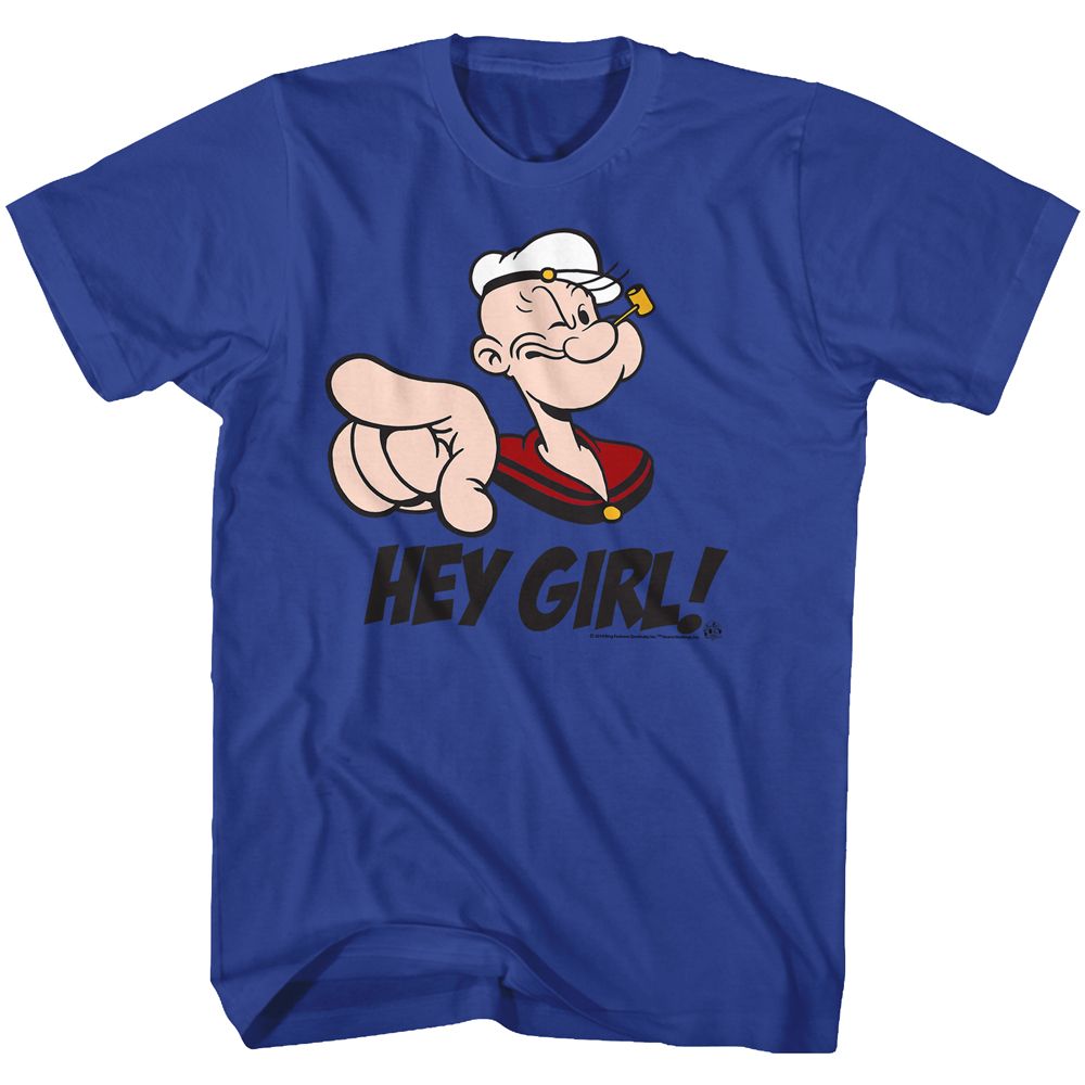 POPEYE-HEY GIRL-ROYAL ADULT S/S TSHIRT