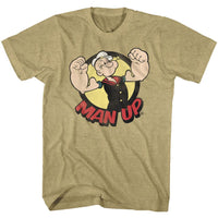 Thumbnail for POPEYE-MAN UP-KHAKI HEATHER ADULT S/S TSHIRT