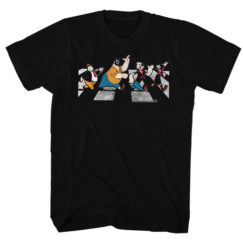 POPEYE-CROSSWALK-BLACK ADULT S/S TSHIRT