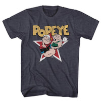 Thumbnail for POPEYE-POPEYESTAR-NAVY HEATHER ADULT S/S TSHIRT
