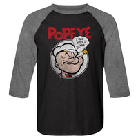 Thumbnail for POPEYE-YAM-VINTAGE BLACK/PREMIUM HEATHER ADULT 3/4 SLEEVE RAGLAN