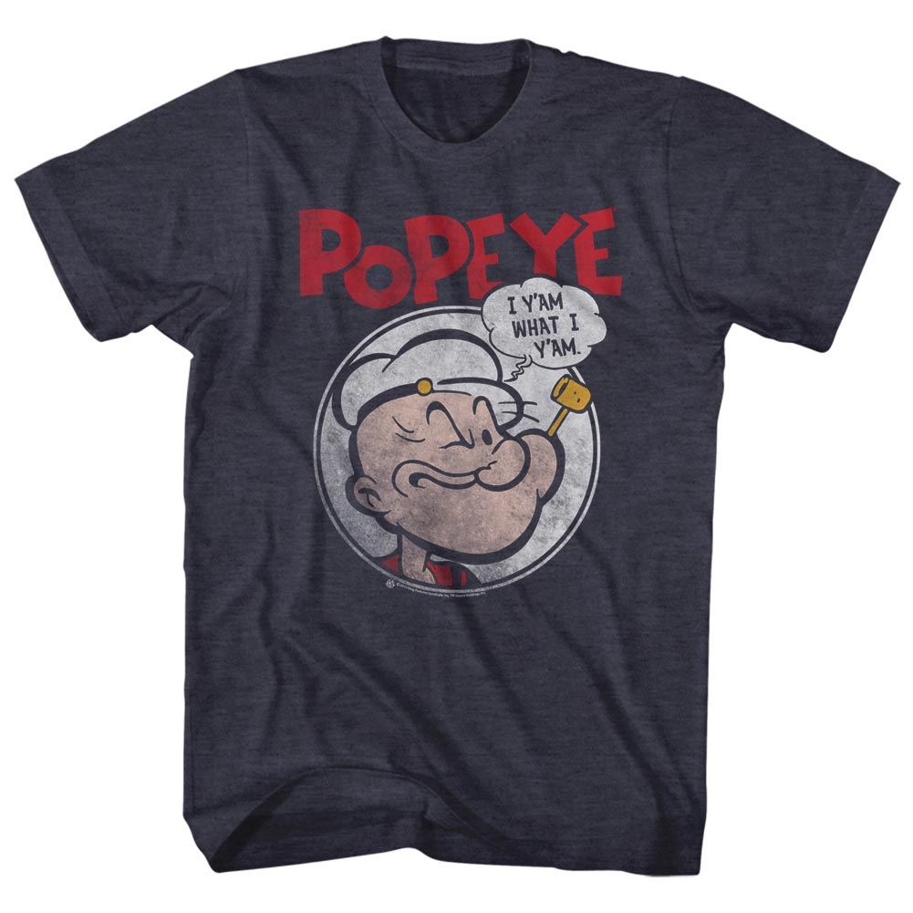 POPEYE-YAM-NAVY HEATHER ADULT S/S TSHIRT