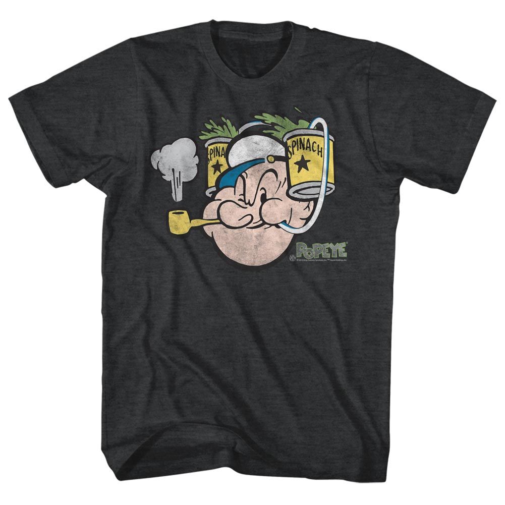 POPEYE-SPINACH-BLACK HEATHER ADULT S/S TSHIRT