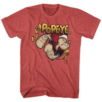 Thumbnail for POPEYE-GOLD BANNER-RED HEATHER ADULT S/S TSHIRT