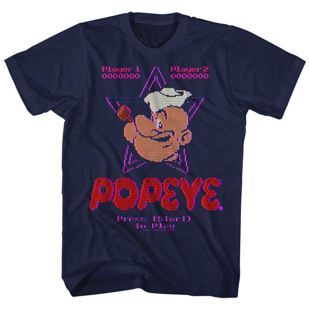 POPEYE-OLD GAME-NAVY ADULT S/S TSHIRT