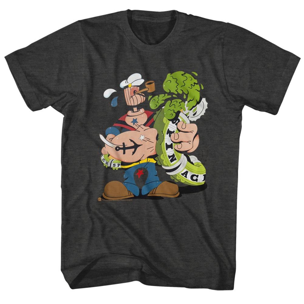 POPEYE-WOODHEAD-BLACK HEATHER ADULT S/S TSHIRT