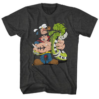 Thumbnail for POPEYE-WOODHEAD-BLACK HEATHER ADULT S/S TSHIRT