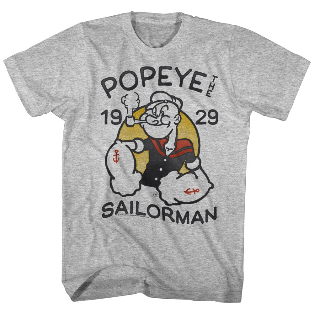 POPEYE-OLD TAT-GRAY HEATHER ADULT S/S TSHIRT