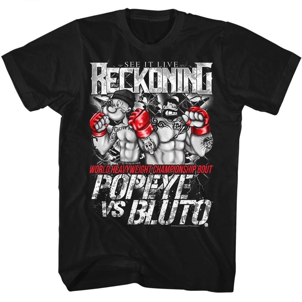POPEYE-RECKONING-BLACK ADULT S/S TSHIRT