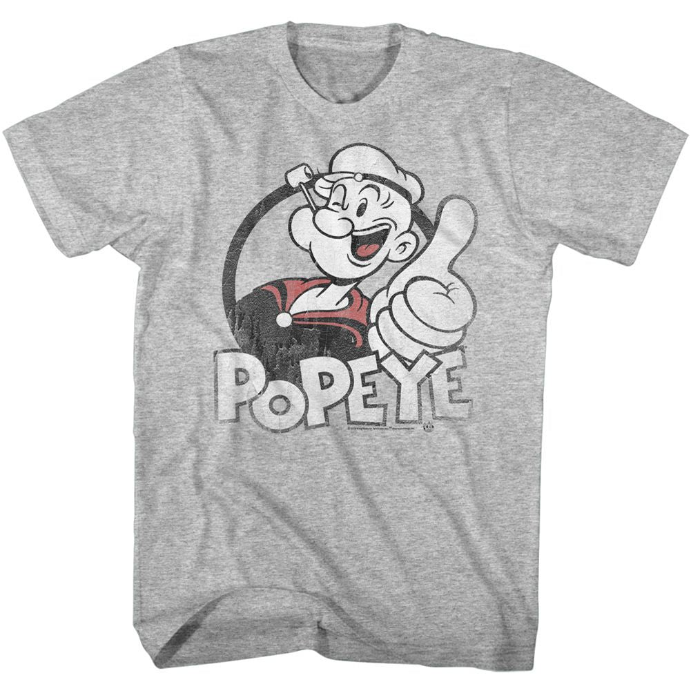 POPEYE-THUMBS UP-GRAY HEATHER ADULT S/S TSHIRT