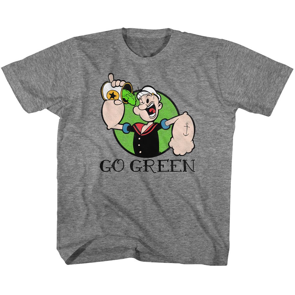 POPEYE-GO GREEN-GRAPHITE HEATHER TODDLER S/S TSHIRT