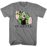 Thumbnail for POPEYE-GO GREEN-GRAPHITE HEATHER ADULT S/S TSHIRT