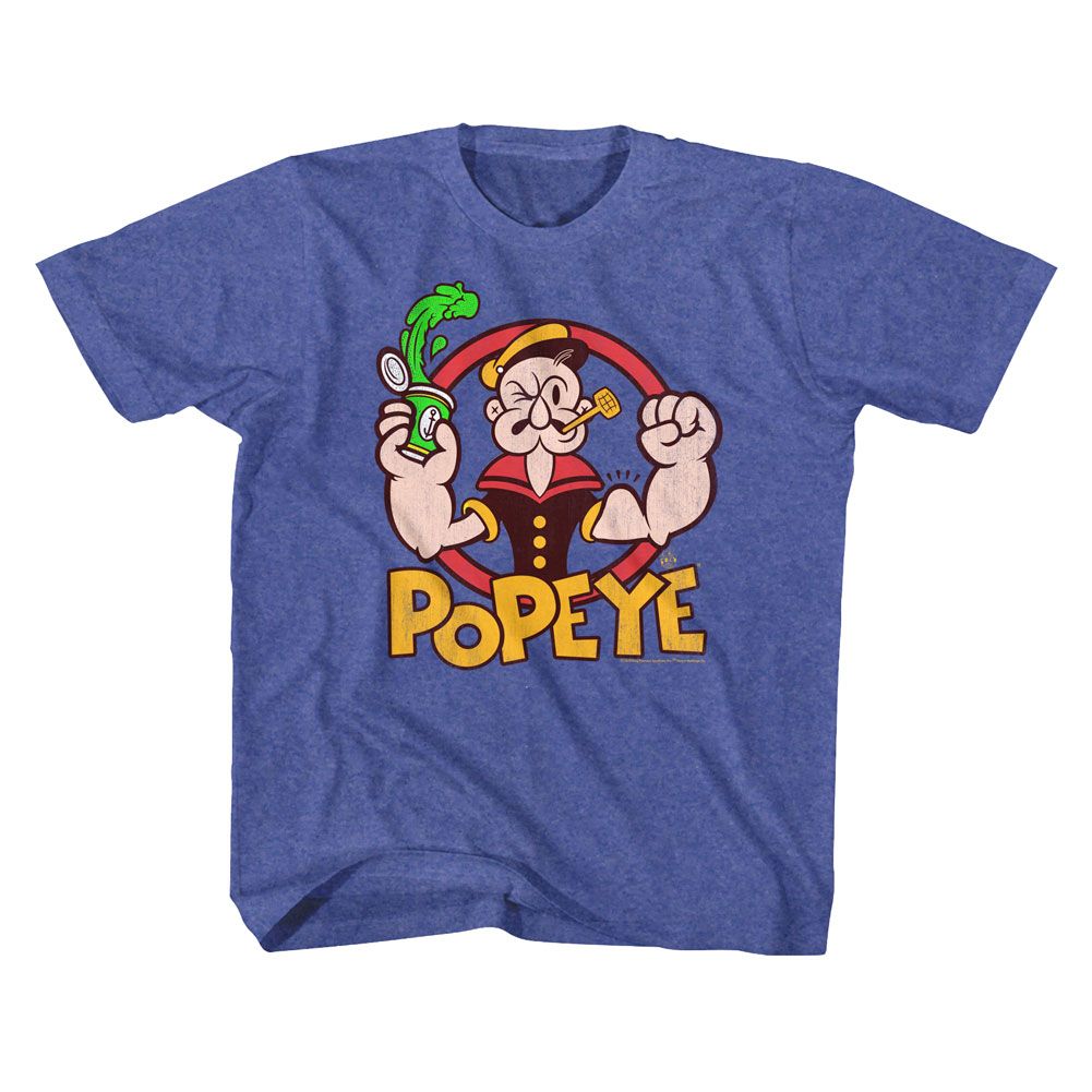 POPEYE-SPINACH-ROYAL HEATHER YOUTH S/S TSHIRT