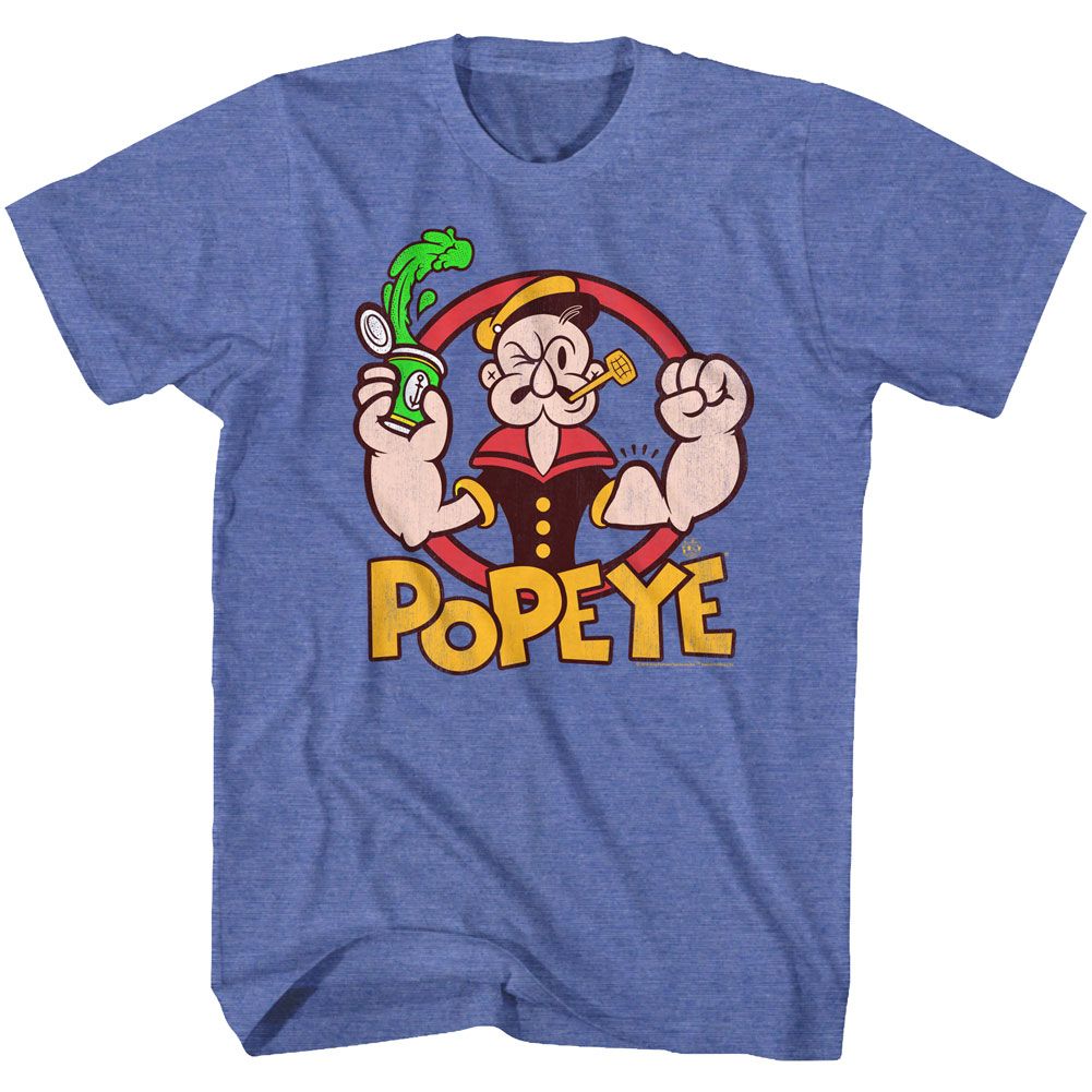 POPEYE-SPINACH-ROYAL HEATHER ADULT S/S TSHIRT