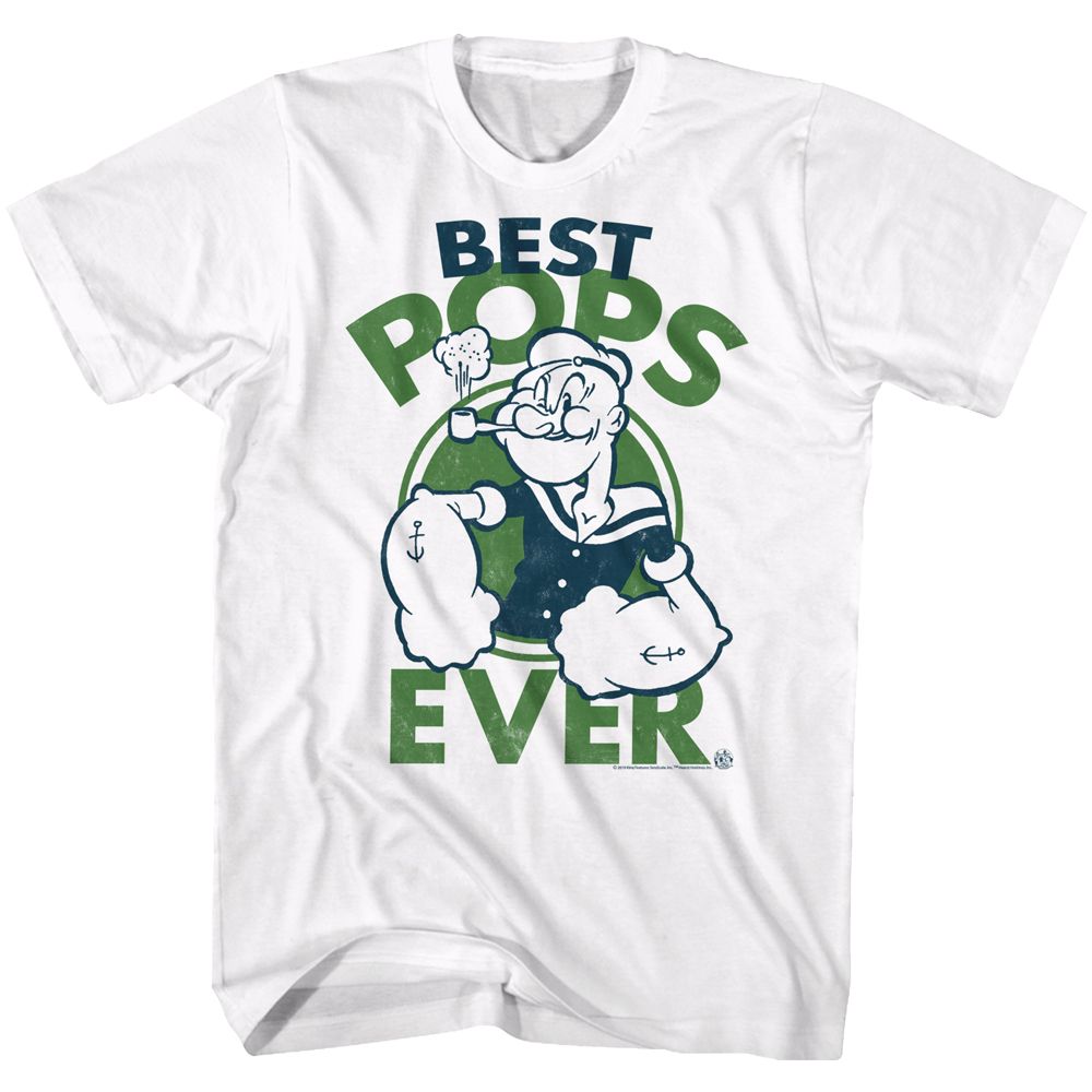 POPEYE-BEST POPS-WHITE ADULT S/S TSHIRT