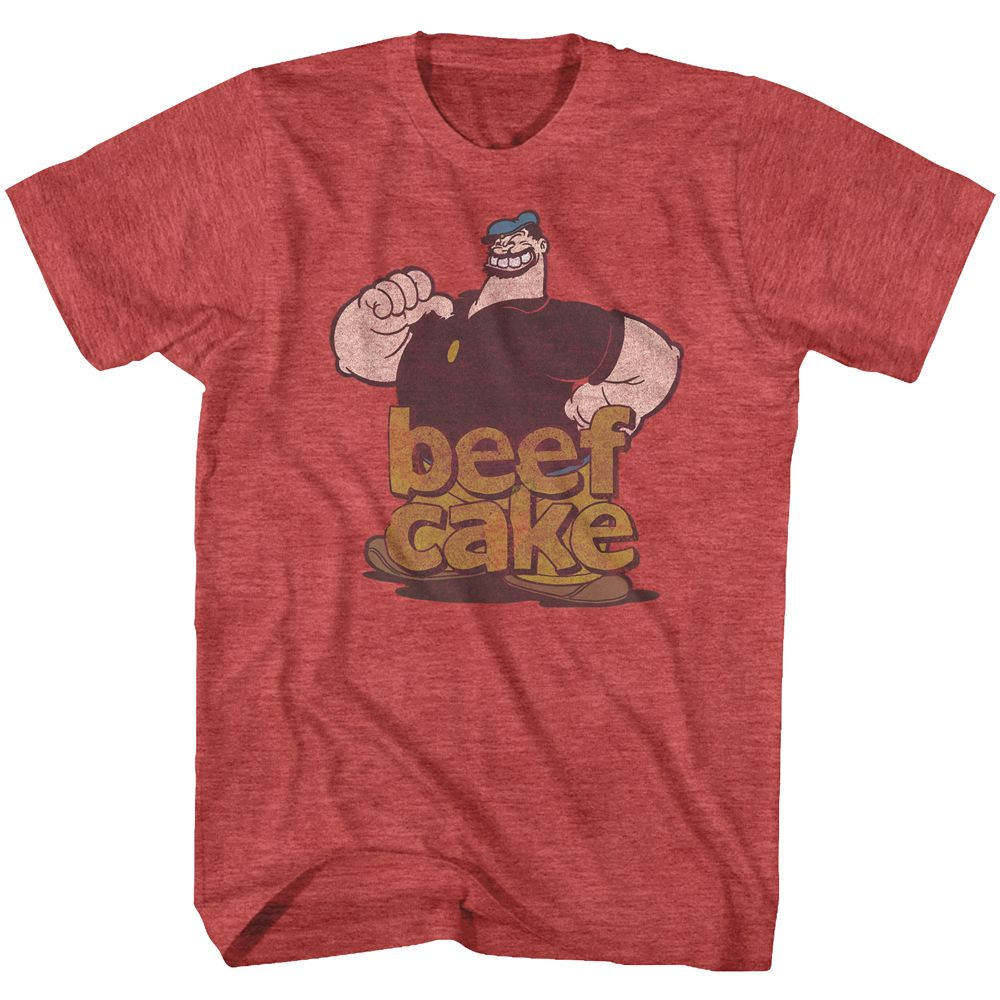 POPEYE-BEEFCAKE-RED HEATHER ADULT S/S TSHIRT