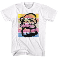 Thumbnail for POPEYE-BRUTUS COLOR STRIPES-WHITE ADULT S/S TSHIRT