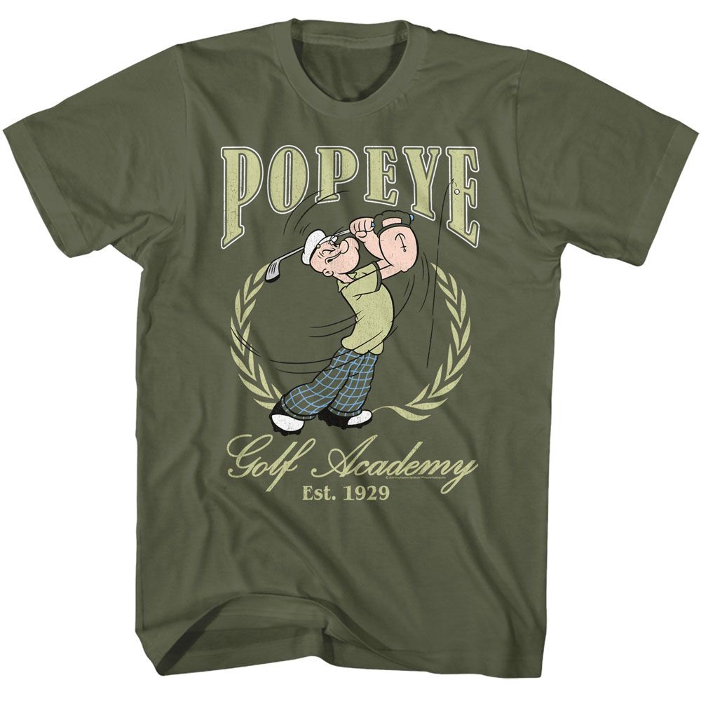 POPEYE-POPEYE GOLF ACADEMY-MILITARY GREEN ADULT S/S TSHIRT