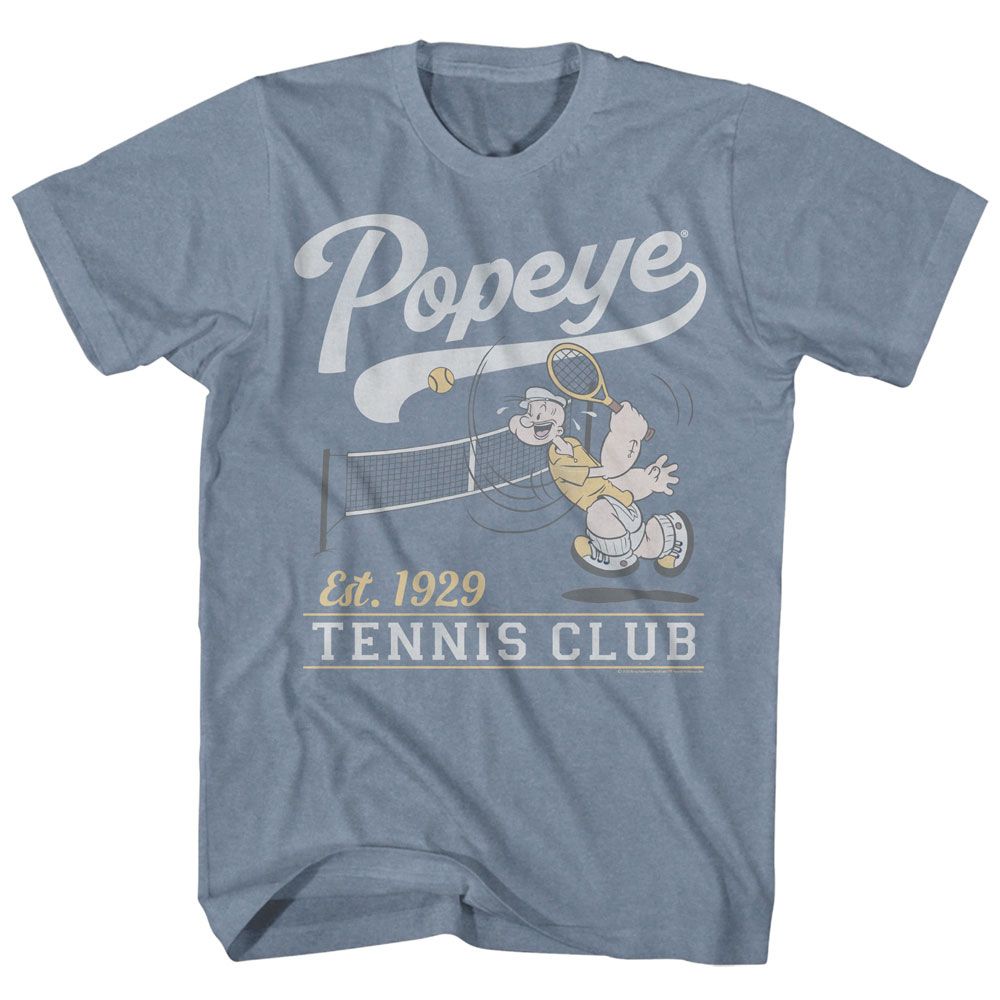 POPEYE-POPEYE TENNIS CLUB EST 1929-INDIGO HEATHER ADULT S/S TSHIRT