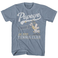Thumbnail for POPEYE-POPEYE TENNIS CLUB EST 1929-INDIGO HEATHER ADULT S/S TSHIRT