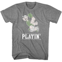 Thumbnail for POPEYE-POPEYE PLAYIN-GRAPHITE HEATHER ADULT S/S TSHIRT