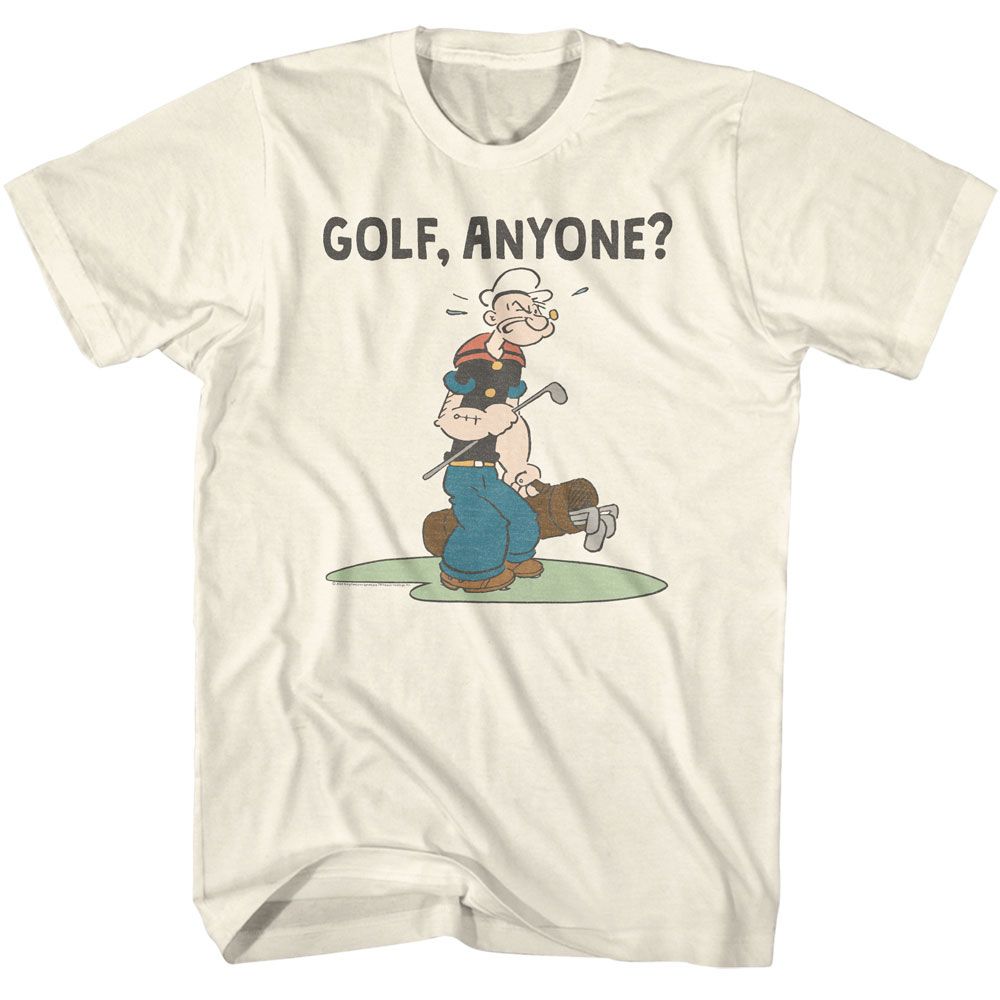 POPEYE-POPEYE GOLF ANYONE-NATURAL ADULT S/S TSHIRT